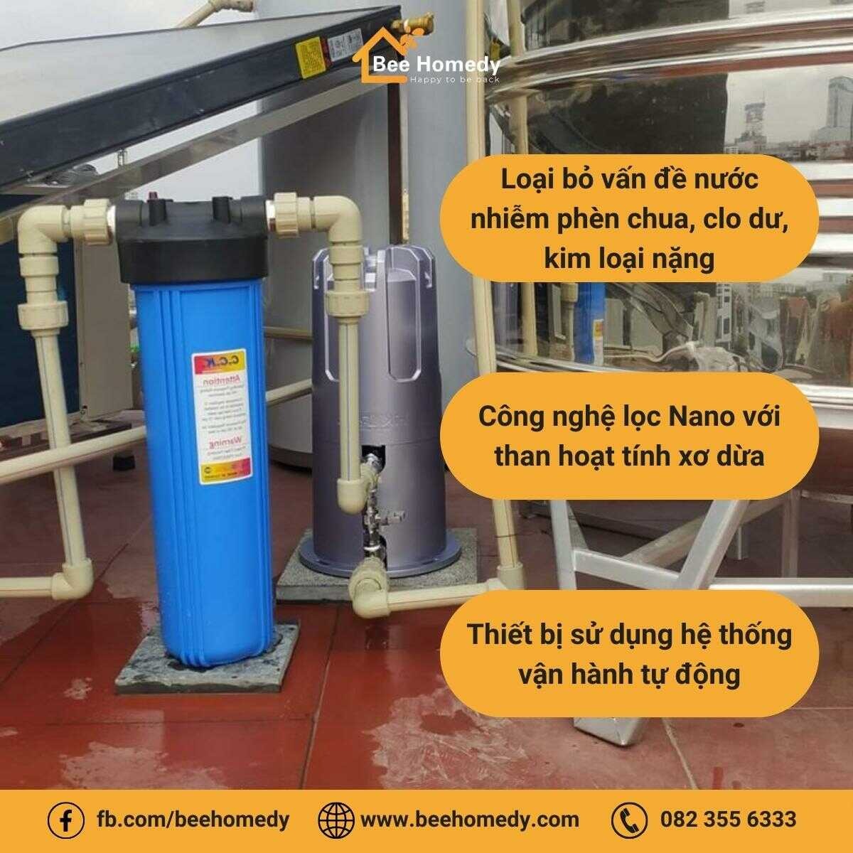 Thiết bị lọc nước với công nghệ Nano từ than hoạt tính xơ dừa.